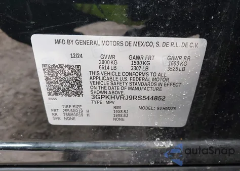 2024 Honda Prologue Ex из США, поврежденный, VIN 3GPKHVRJ9RS544852